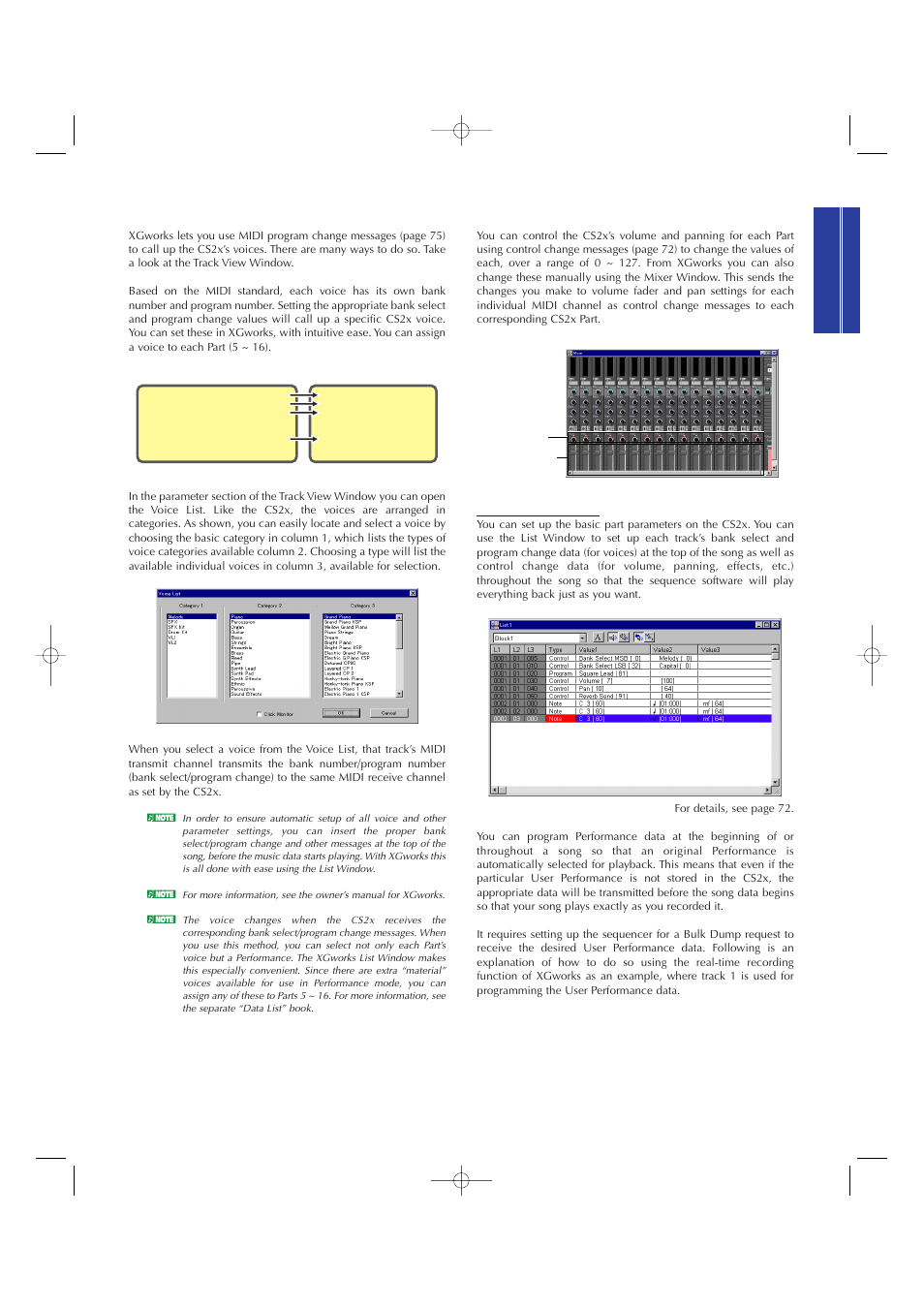 Decide the voice for each part, Set the volume and panning for each part | Yamaha CS2x User Manual | Page 35 / 84