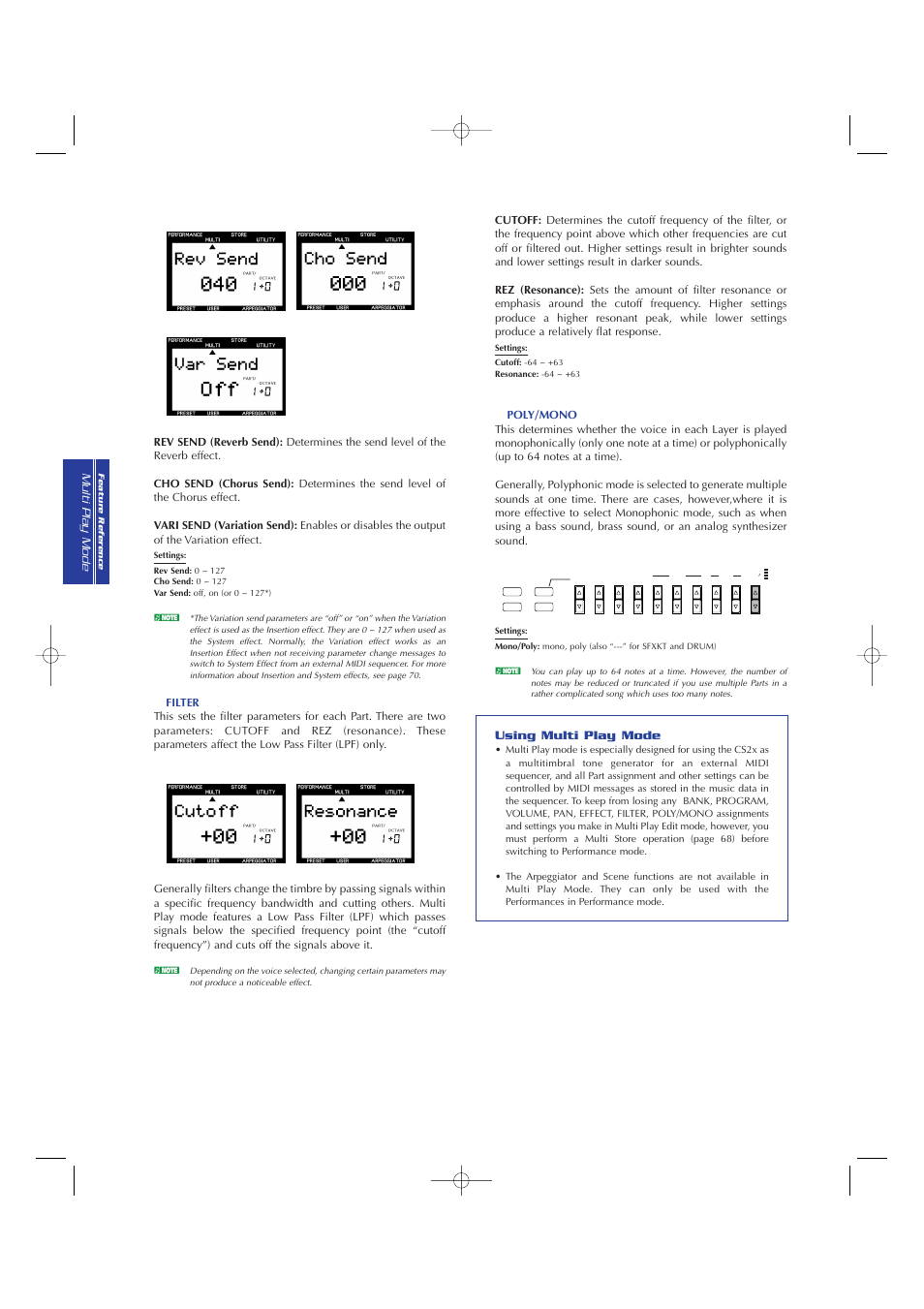 Using multi play mode | Yamaha CS2x User Manual | Page 60 / 84