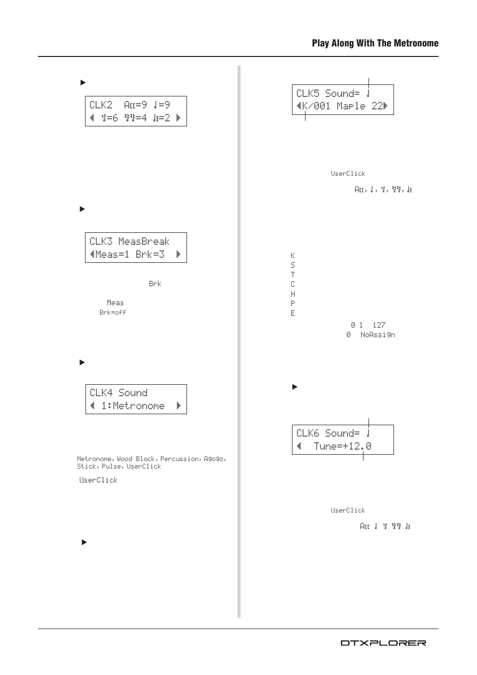 Clk6 sound= « – tune=+12.0 | Yamaha Drum Trigger Module DTXPLORER User Manual | Page 15 / 36