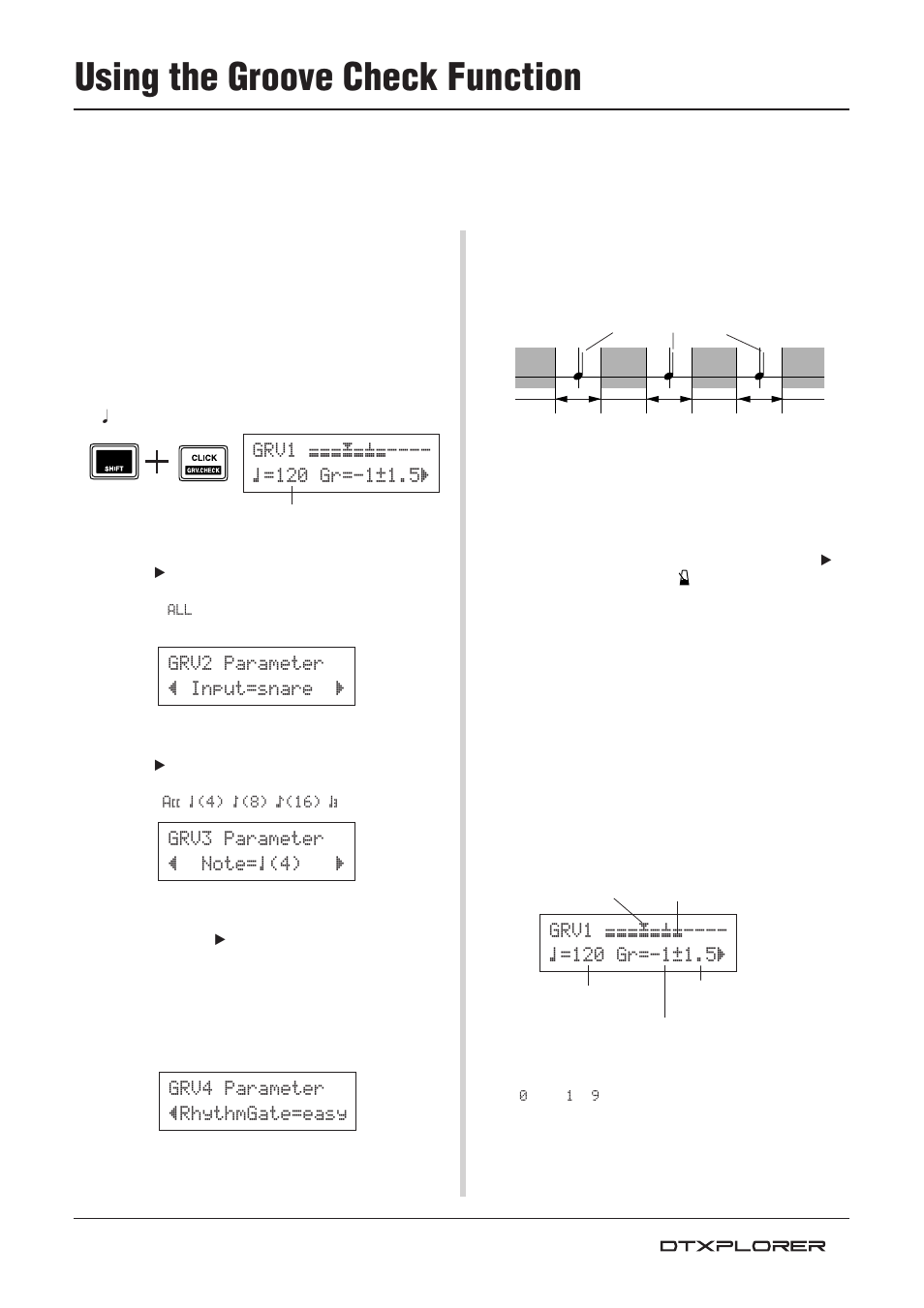 Using the groove check function | Yamaha Drum Trigger Module DTXPLORER User Manual | Page 19 / 36