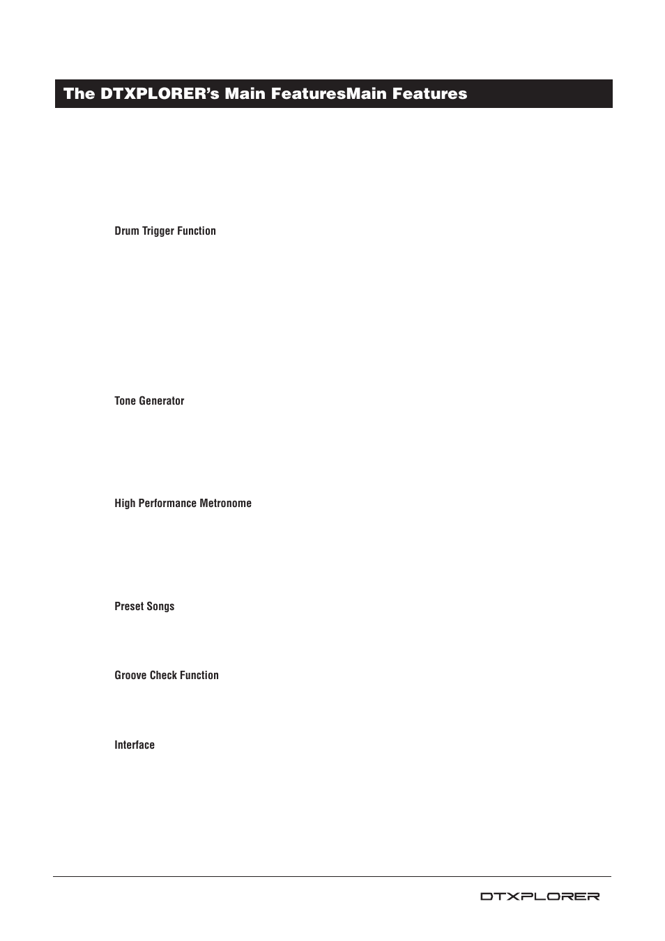 The dtxplorer’s main featuresmain features | Yamaha Drum Trigger Module DTXPLORER User Manual | Page 5 / 36