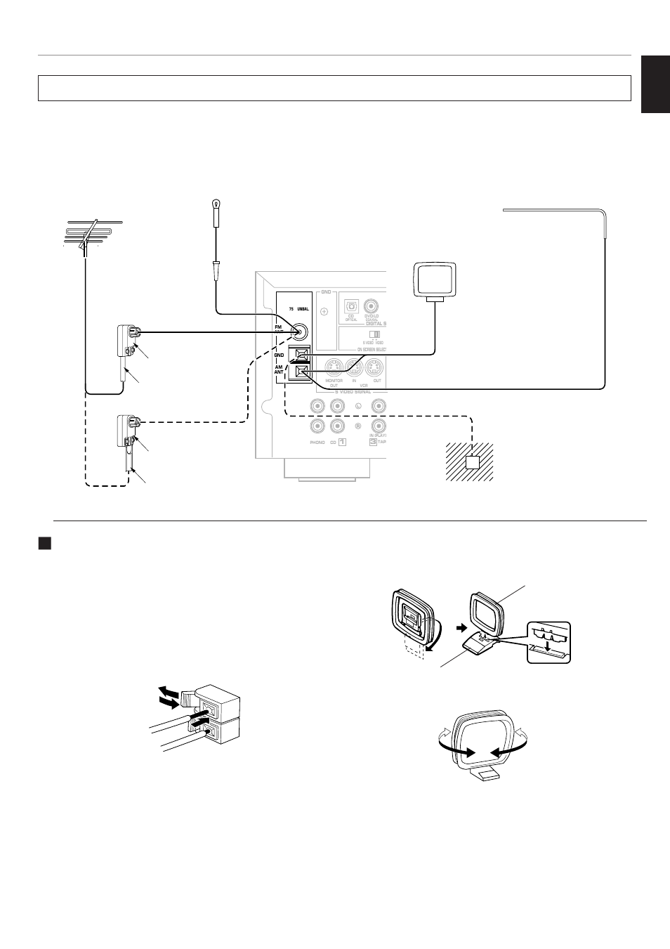 Antennas, Connecting the am loop antenna, English | Yamaha RX-V795RDS User Manual | Page 25 / 88