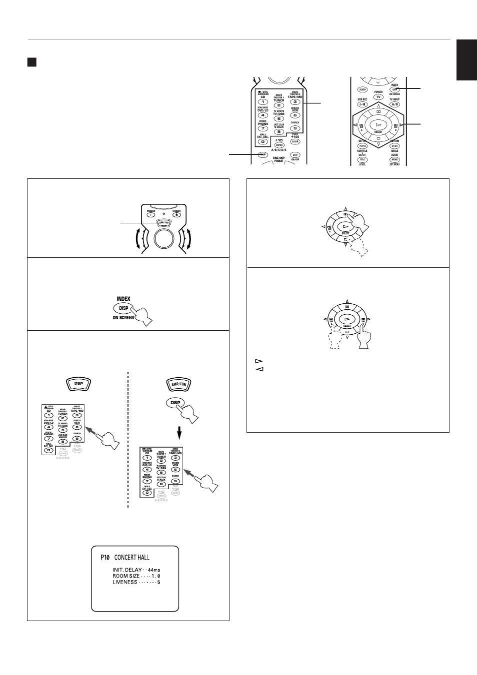 Selecting and editing program parameters, English, Select the parameter which you want to edit | Advanced features, Index | Yamaha RX-V795RDS User Manual | Page 63 / 88