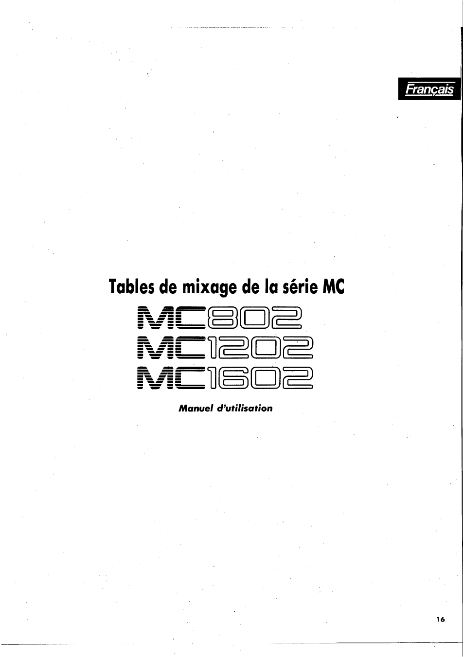 Tables de mixage de la série mc □j | Yamaha MC1602 User Manual | Page 17 / 48