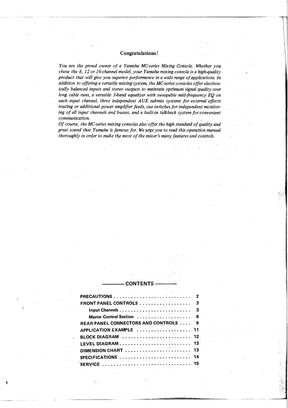 Yamaha MC1602 User Manual | Page 2 / 48