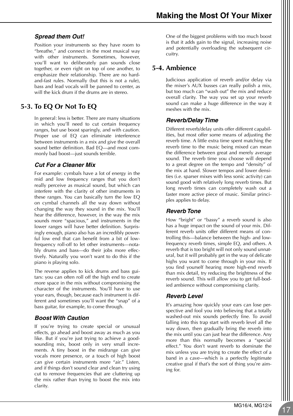 Making the most of your mixer, 3. to eq or not to eq, 4. ambience | Yamaha 12/4 User Manual | Page 17 / 32