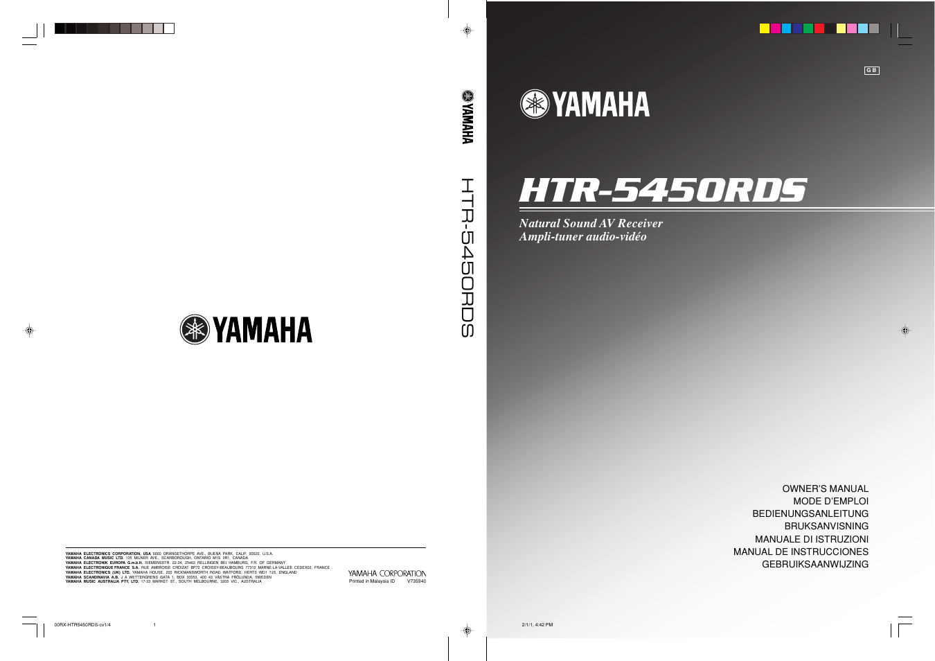 Yamaha HTR-5450RDS User Manual | 71 pages