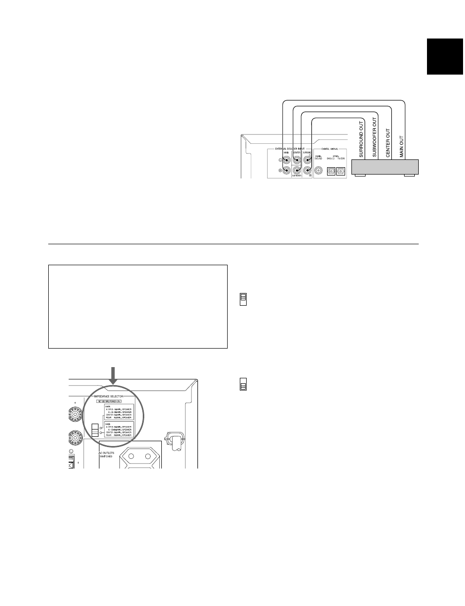 15 english connecting to an external decoder, Impedance selector switch | Yamaha DSP-A595a User Manual | Page 15 / 53