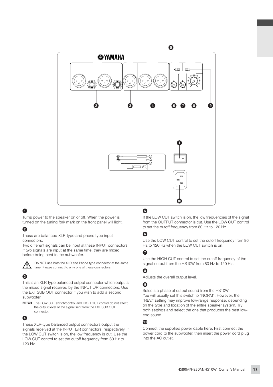 Hs10w, English | Yamaha HS 50M User Manual | Page 13 / 16