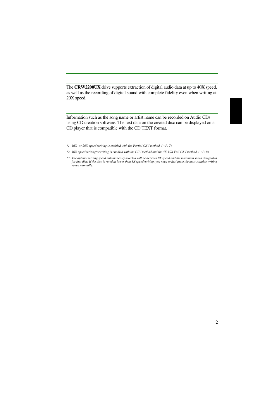 High-fidelity digital audio, Cd text support | Yamaha CRW2200UX User Manual | Page 10 / 45