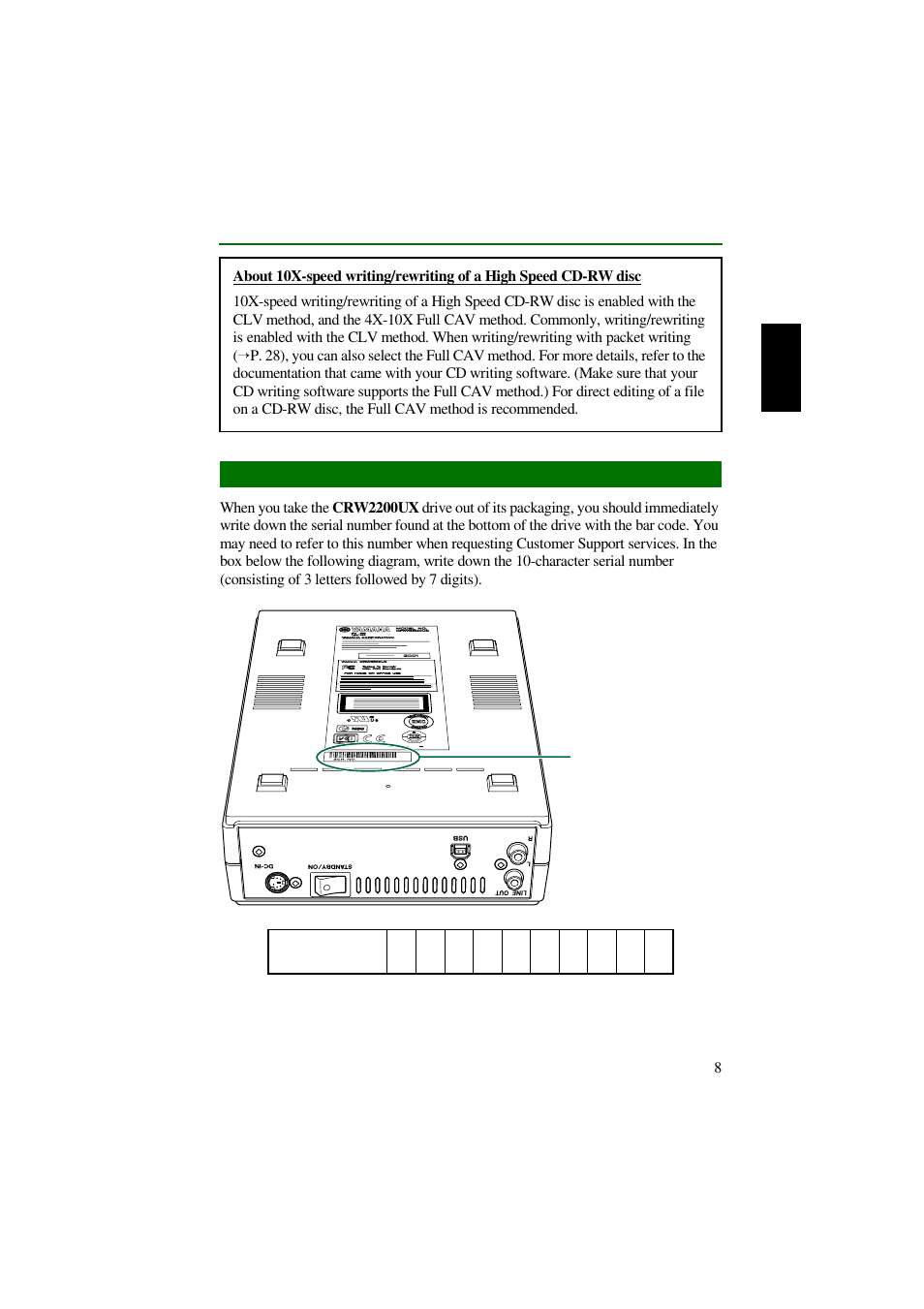 Serial number, P. 8) | Yamaha CRW2200UX User Manual | Page 16 / 45