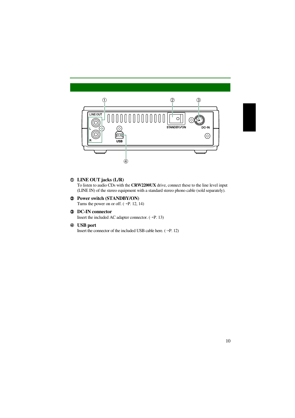 Rear panel | Yamaha CRW2200UX User Manual | Page 18 / 45