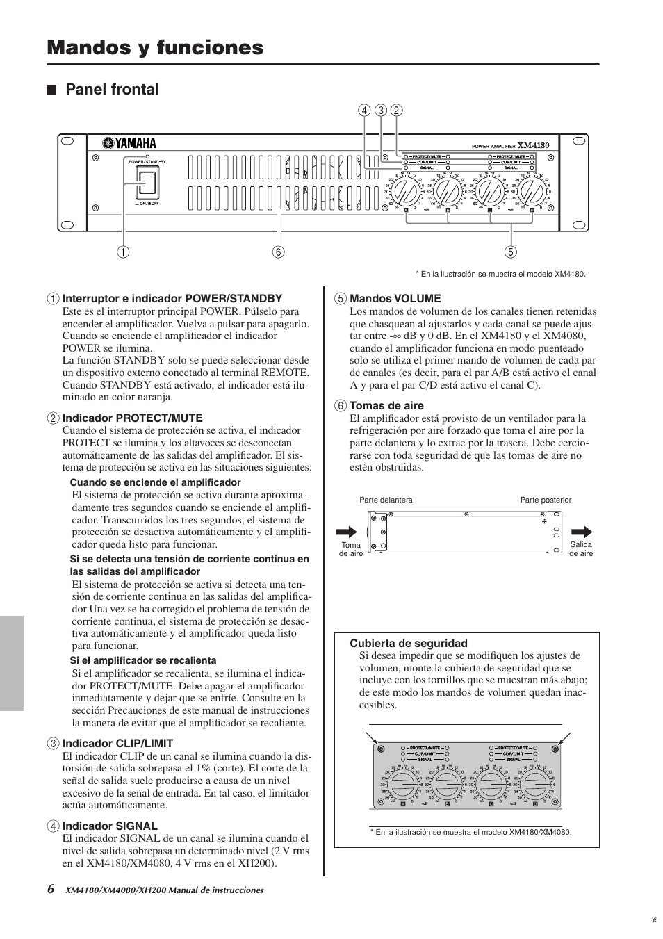 Mandos y funciones, Panel frontal | Yamaha XH200 User Manual | Page 5 / 17