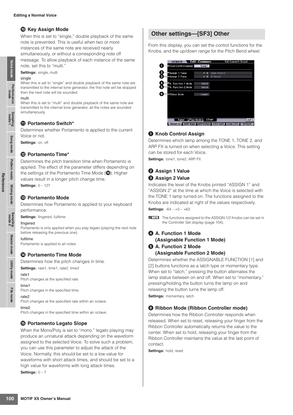 Other settings—[sf3] other | Yamaha MOTIF XS7  EN User Manual | Page 100 / 320