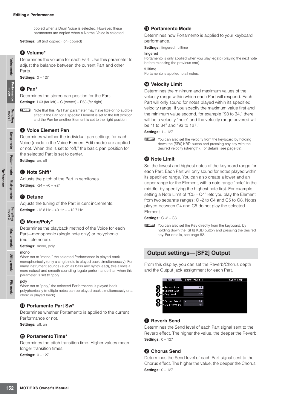 Output settings—[sf2] output | Yamaha MOTIF XS7  EN User Manual | Page 152 / 320