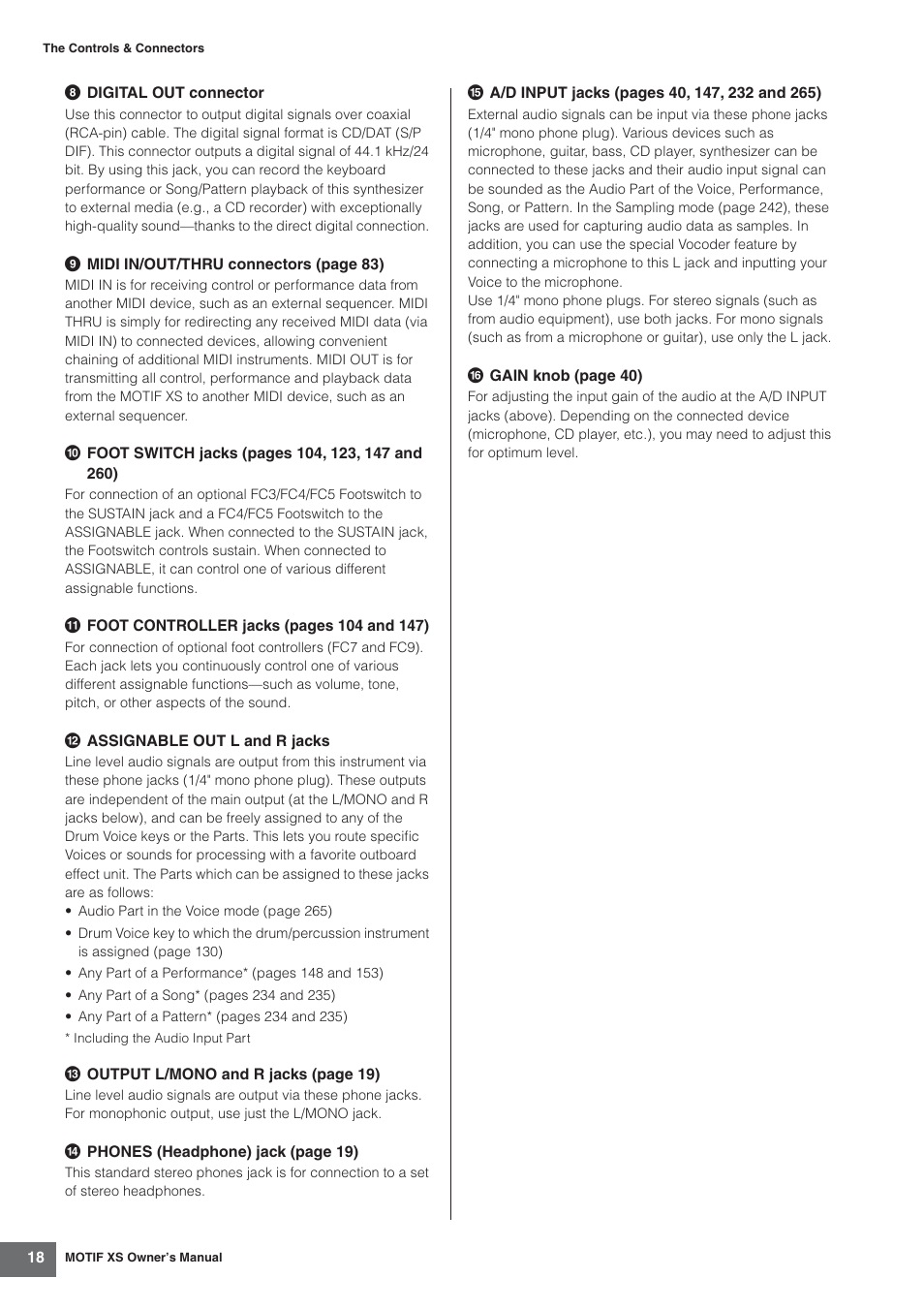Yamaha MOTIF XS7  EN User Manual | Page 18 / 320