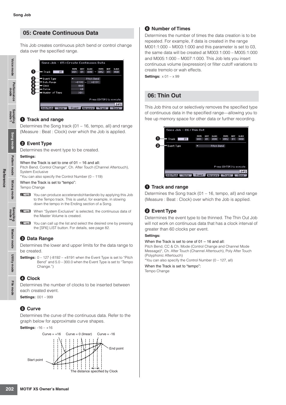 Create continuous data, Thin out | Yamaha MOTIF XS7  EN User Manual | Page 202 / 320