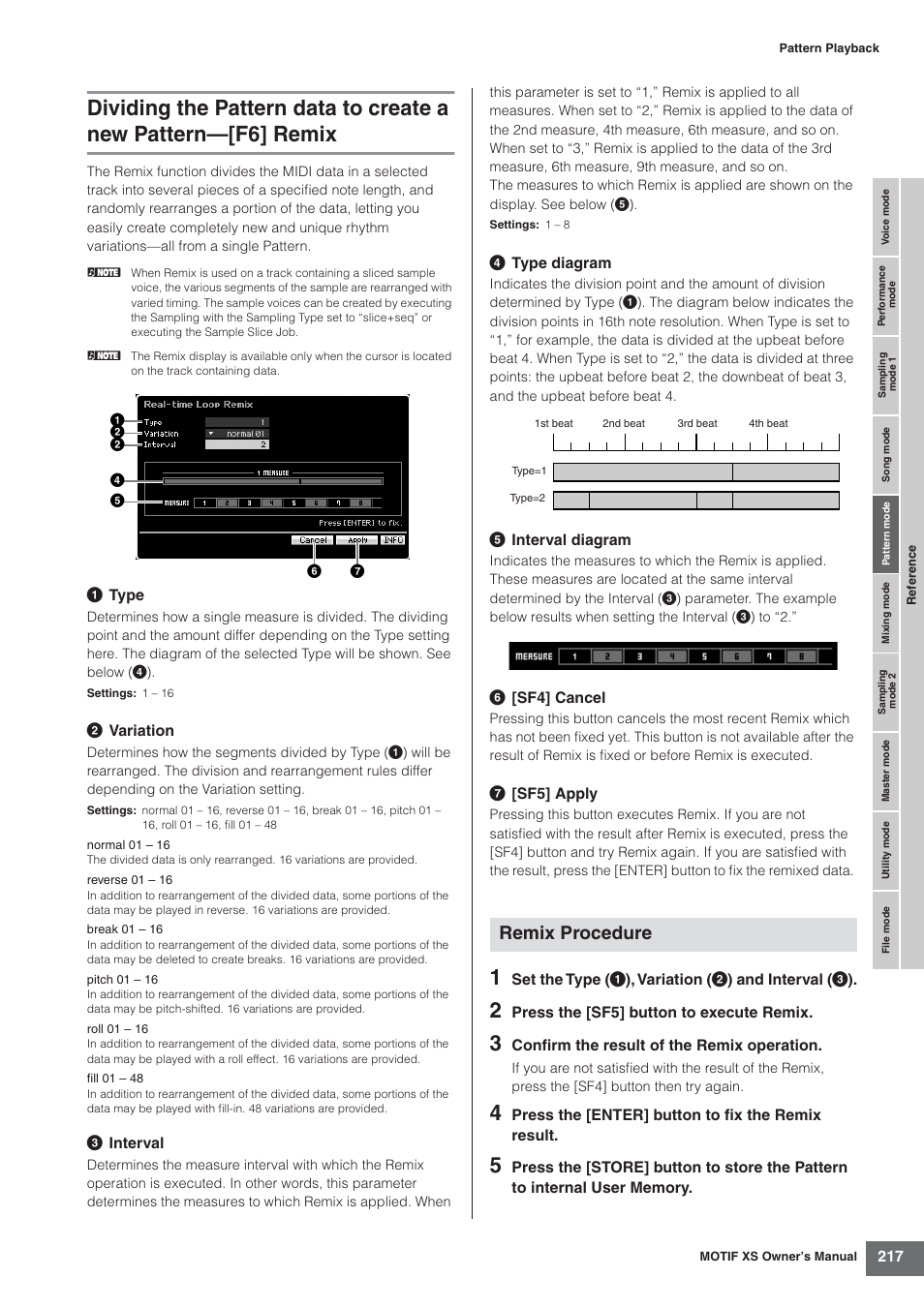 Remix procedure | Yamaha MOTIF XS7  EN User Manual | Page 217 / 320