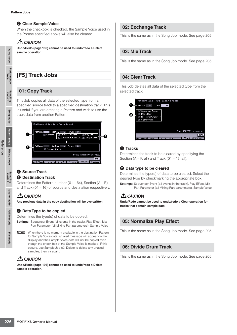 F5] track jobs, Copy track | Yamaha MOTIF XS7  EN User Manual | Page 226 / 320