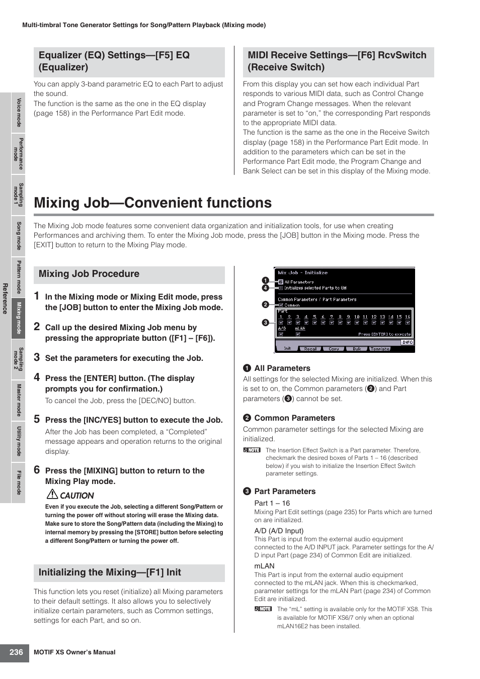 Mixing job-convenient functions, Mixing job—convenient functions | Yamaha MOTIF XS7  EN User Manual | Page 236 / 320