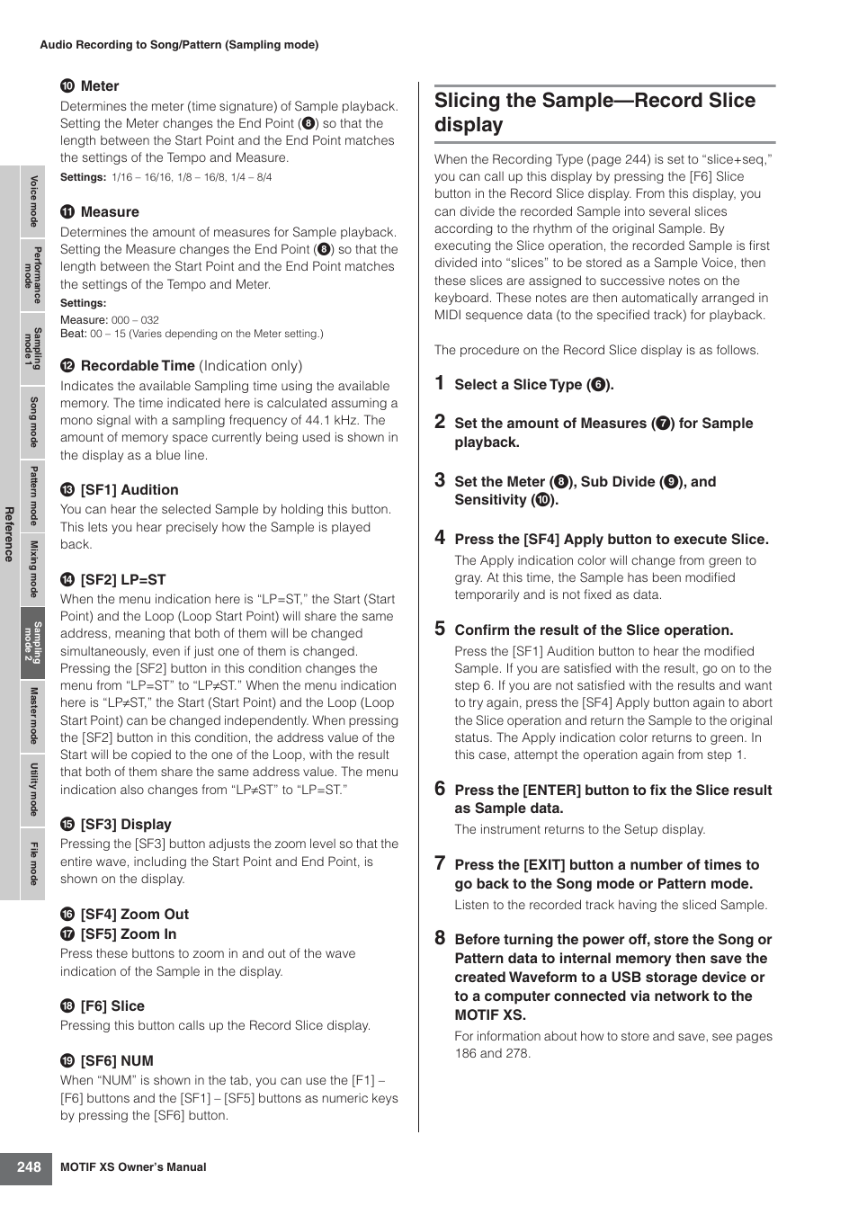 Slicing the sample-record slice display, Slicing the sample—record slice display | Yamaha MOTIF XS7  EN User Manual | Page 248 / 320