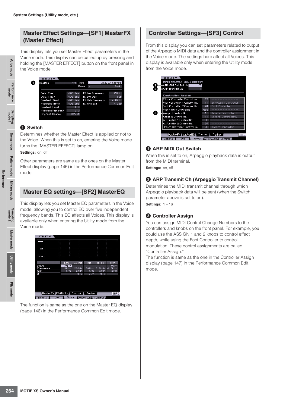 Controller settings—[sf3] control | Yamaha MOTIF XS7  EN User Manual | Page 264 / 320