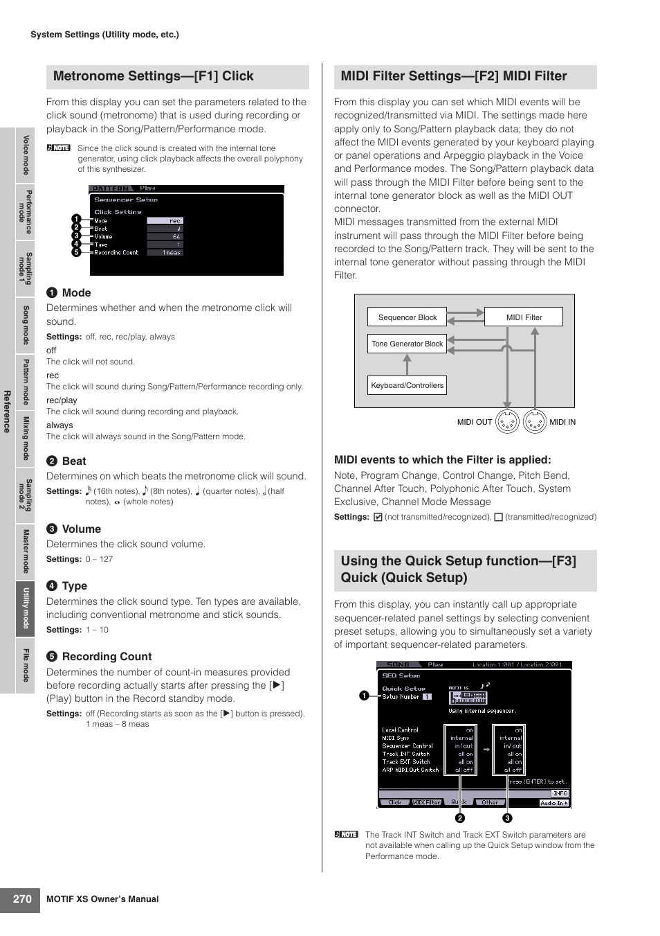 Metronome settings—[f1] click | Yamaha MOTIF XS7  EN User Manual | Page 270 / 320