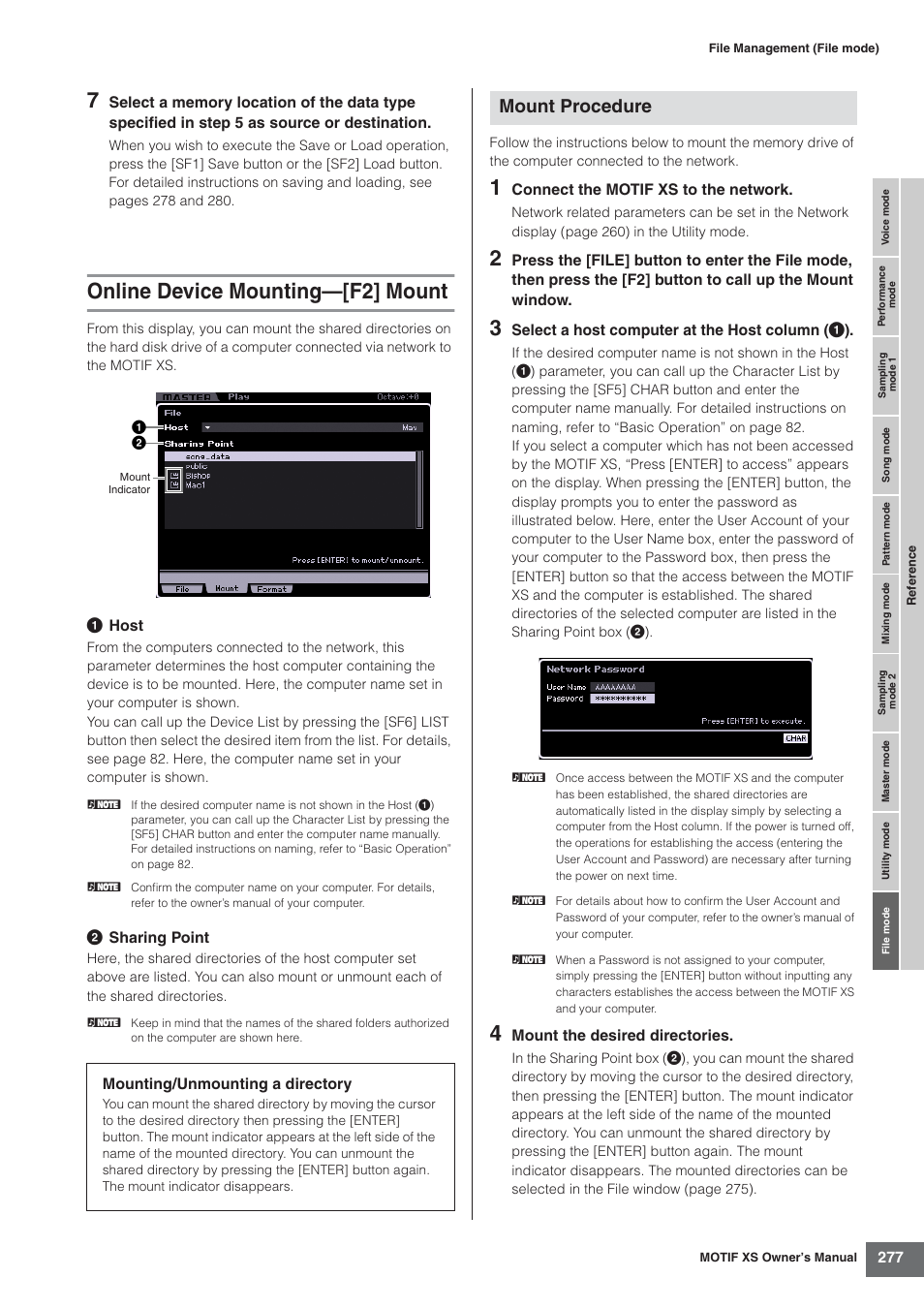 Online device mounting-[f2] mount, Online device mounting—[f2] mount, Mount procedure | Yamaha MOTIF XS7  EN User Manual | Page 277 / 320