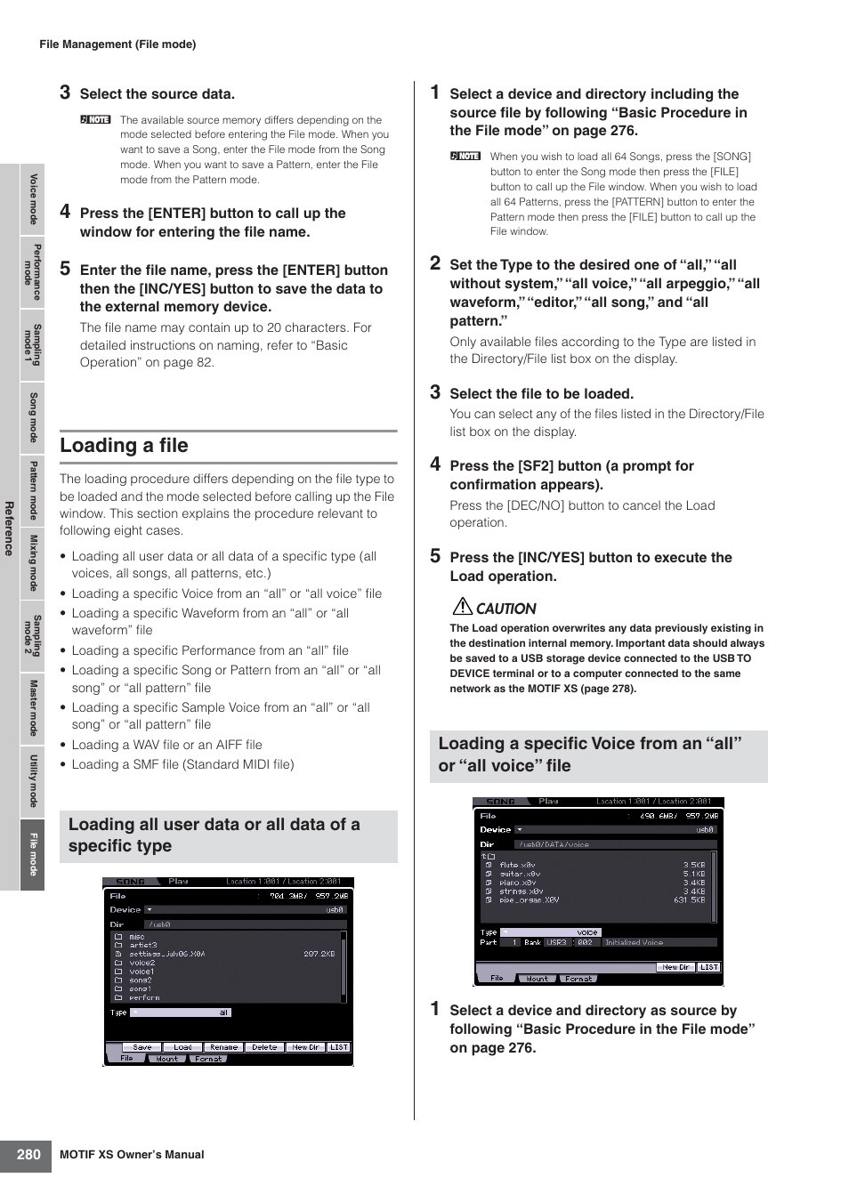 Loading a file | Yamaha MOTIF XS7  EN User Manual | Page 280 / 320
