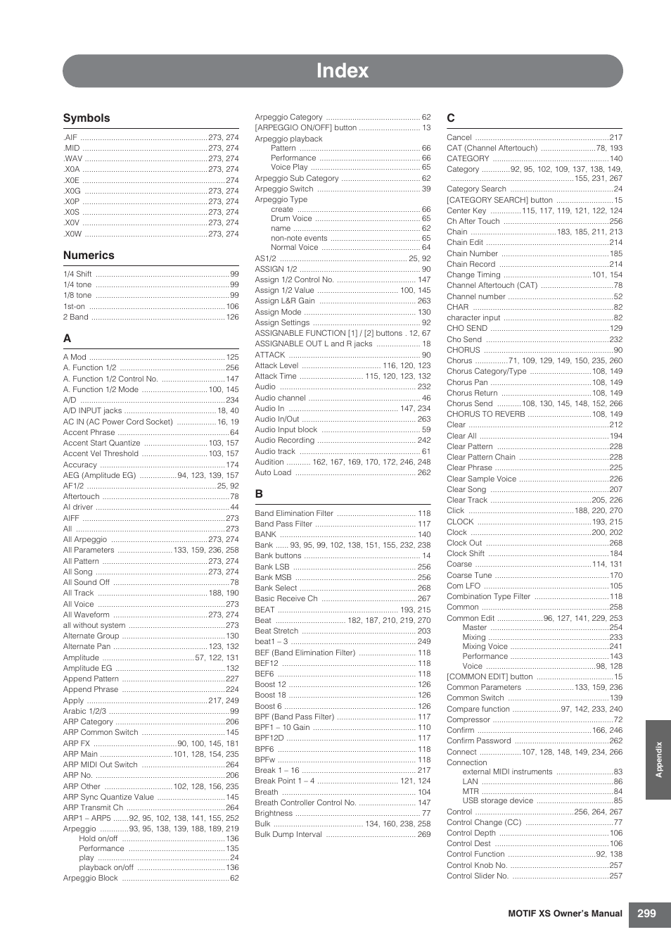 Index | Yamaha MOTIF XS7  EN User Manual | Page 299 / 320