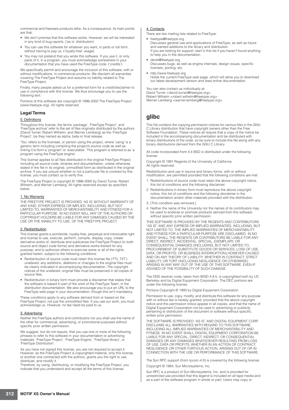 Glibc | Yamaha MOTIF XS7  EN User Manual | Page 312 / 320