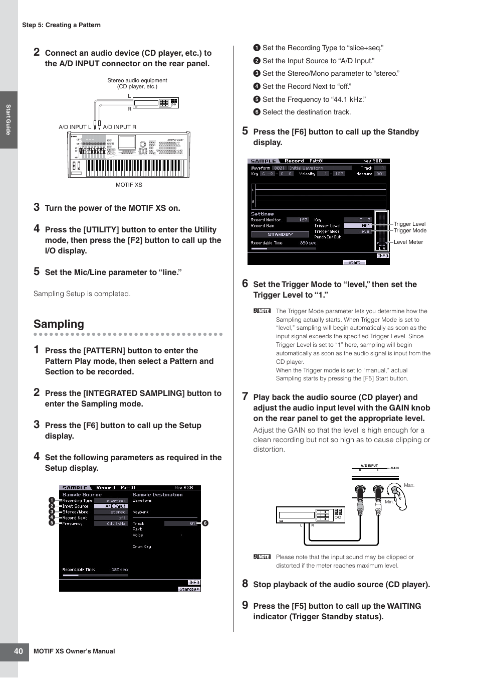 Sampling, Es 40, Sampling 1 | Yamaha MOTIF XS7  EN User Manual | Page 40 / 320