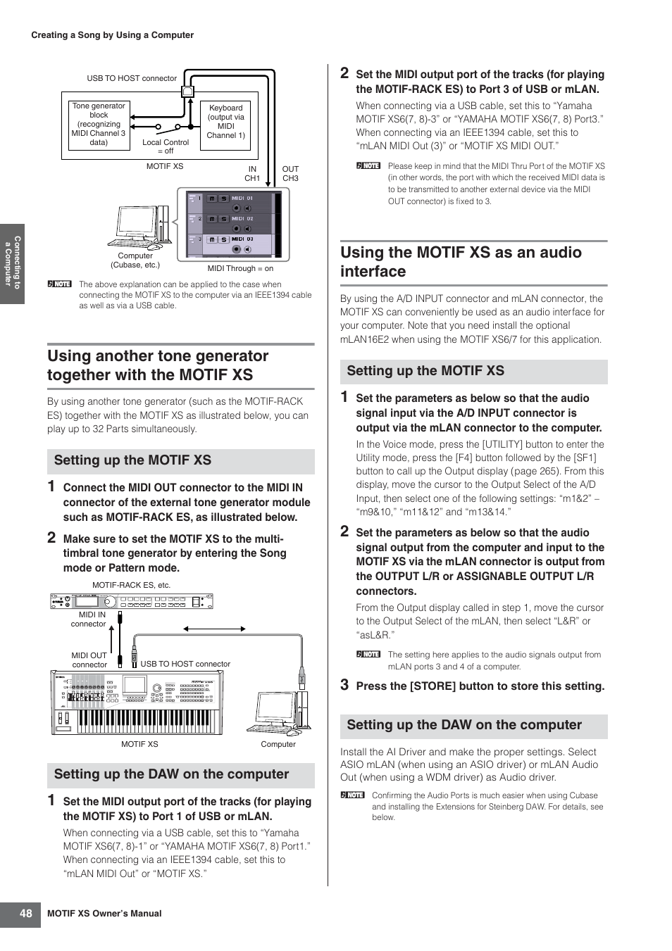 Using the motif xs as an audio interface | Yamaha MOTIF XS7  EN User Manual | Page 48 / 320