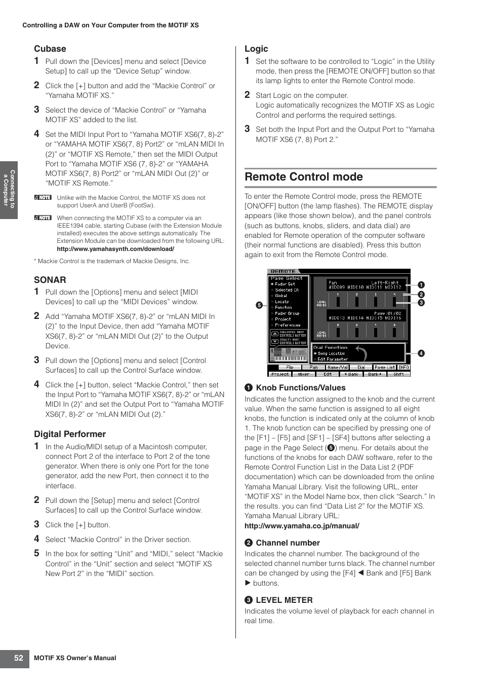 Remote control mode | Yamaha MOTIF XS7  EN User Manual | Page 52 / 320