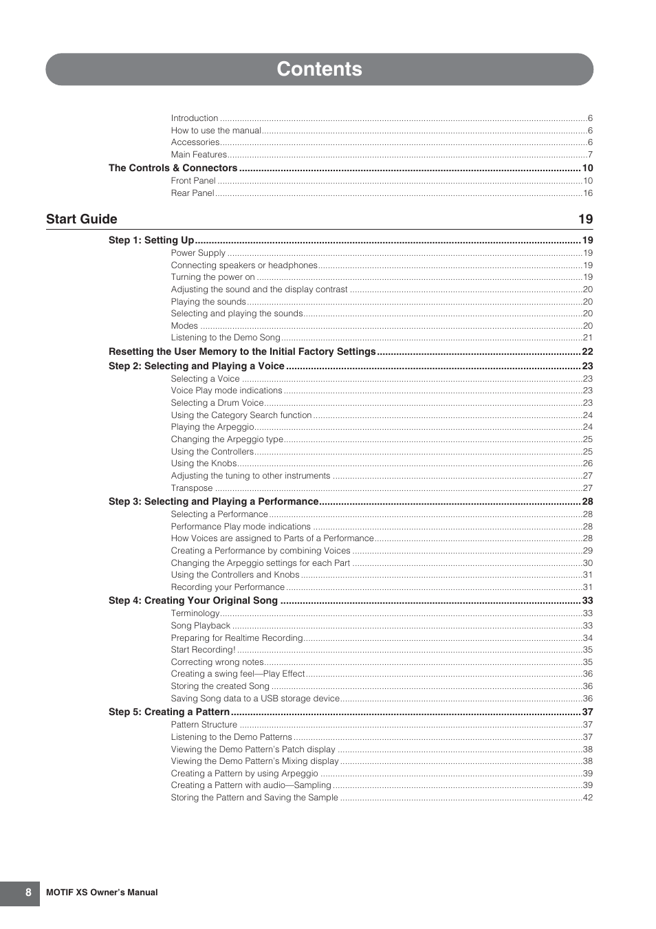 Yamaha MOTIF XS7  EN User Manual | Page 8 / 320