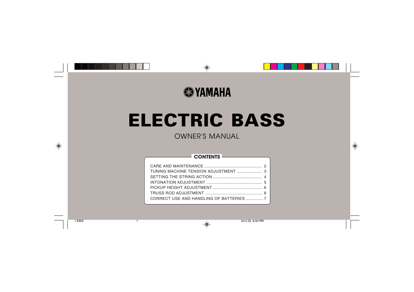 Yamaha Electric Bass User Manual | 9 pages