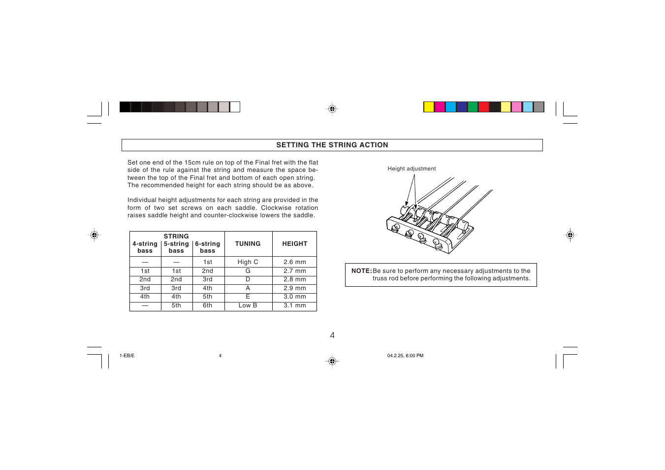 Yamaha Electric Bass User Manual | Page 4 / 9