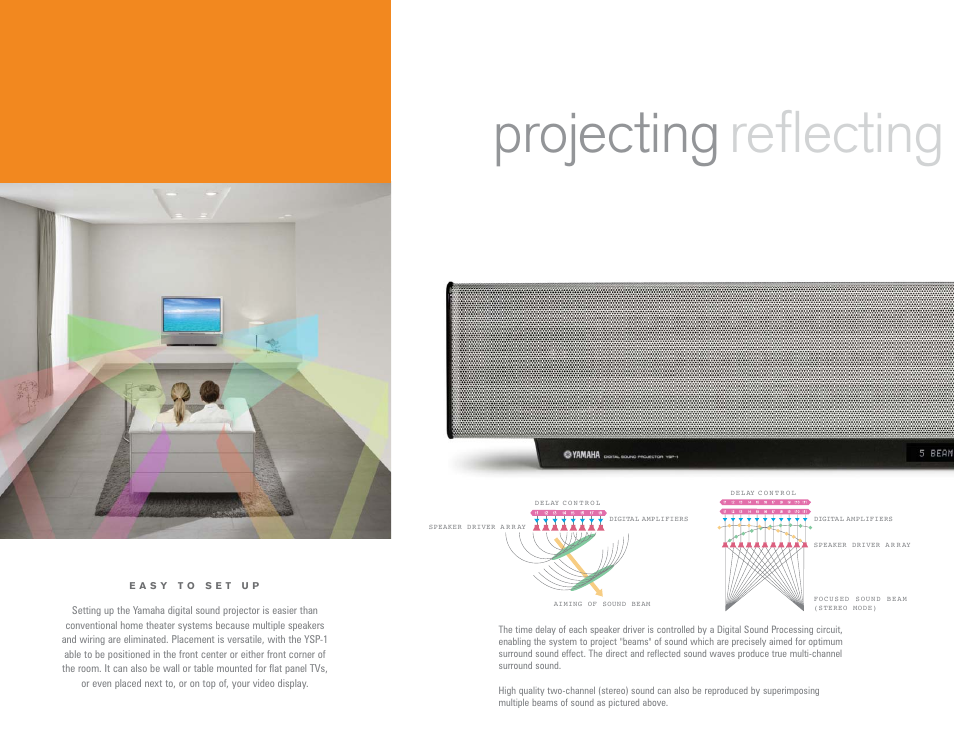 Projecting reflecting | Yamaha Digital Sound Projector YSP-1 User Manual | Page 4 / 8