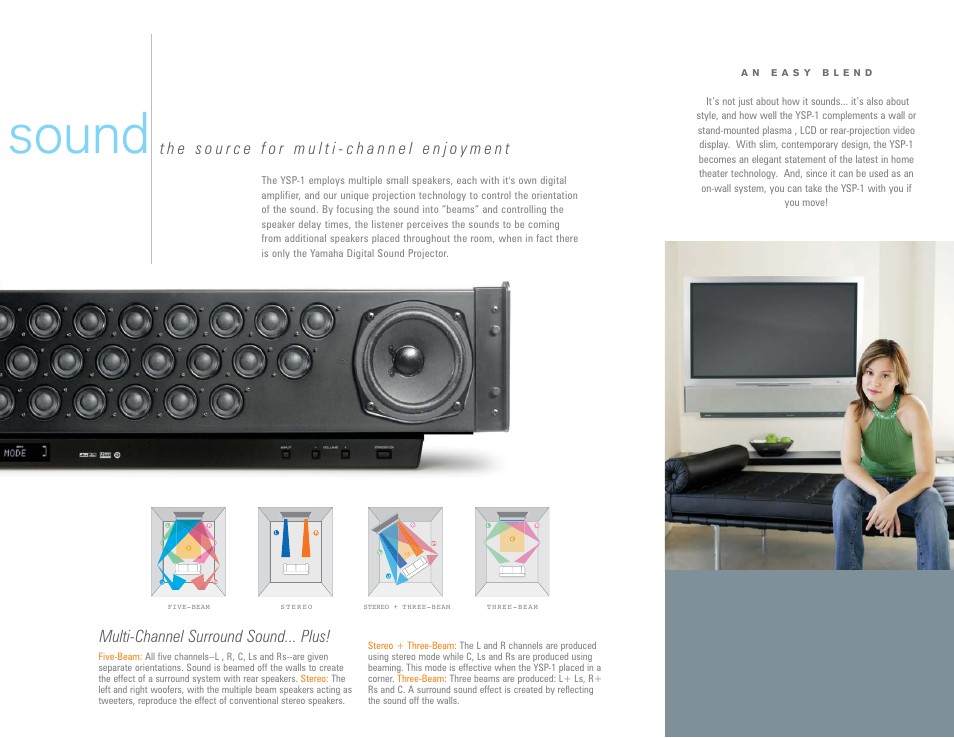 Sound, Multi-channel surround sound... plus | Yamaha Digital Sound Projector YSP-1 User Manual | Page 5 / 8