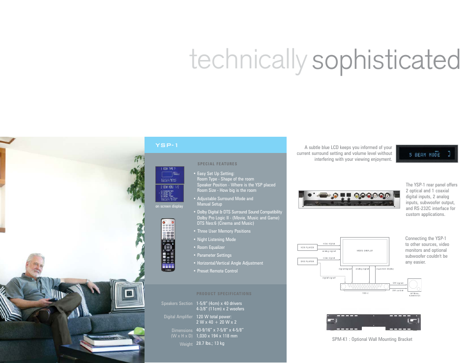 Technically sophisticated | Yamaha Digital Sound Projector YSP-1 User Manual | Page 6 / 8