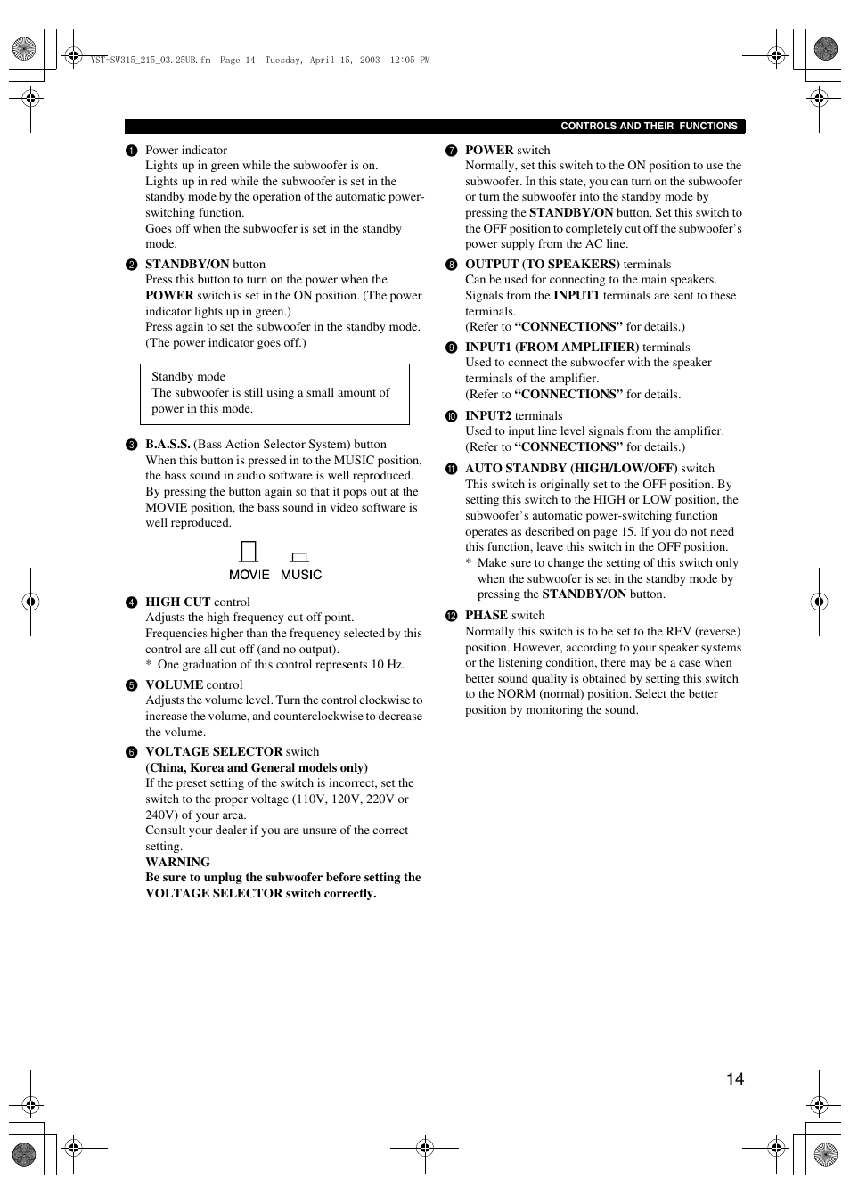 Yamaha YST-SW215 User Manual | Page 17 / 24
