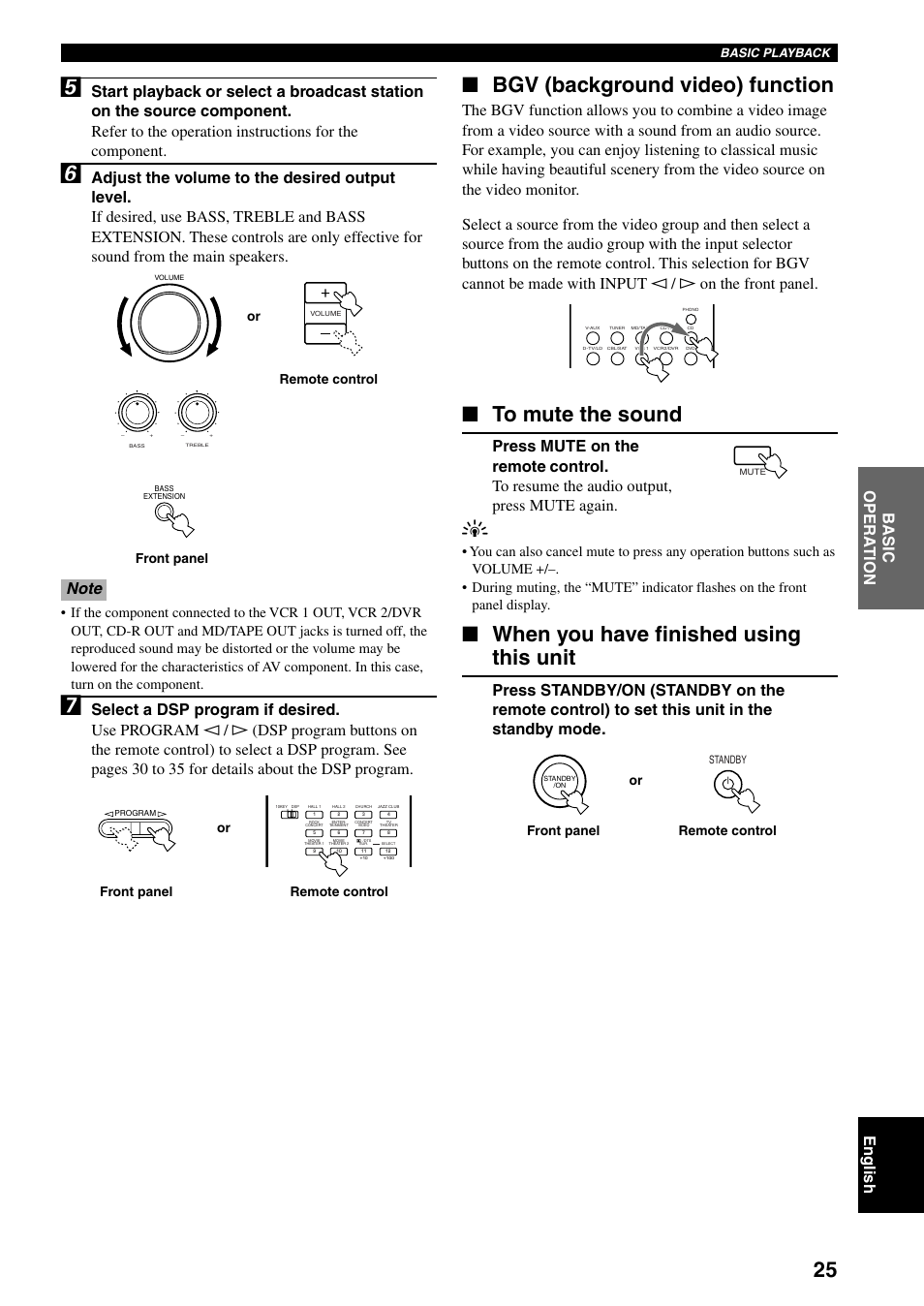 Bgv (background video) function, When you have finished using this unit | Yamaha DSP-AX3200 User Manual | Page 27 / 78