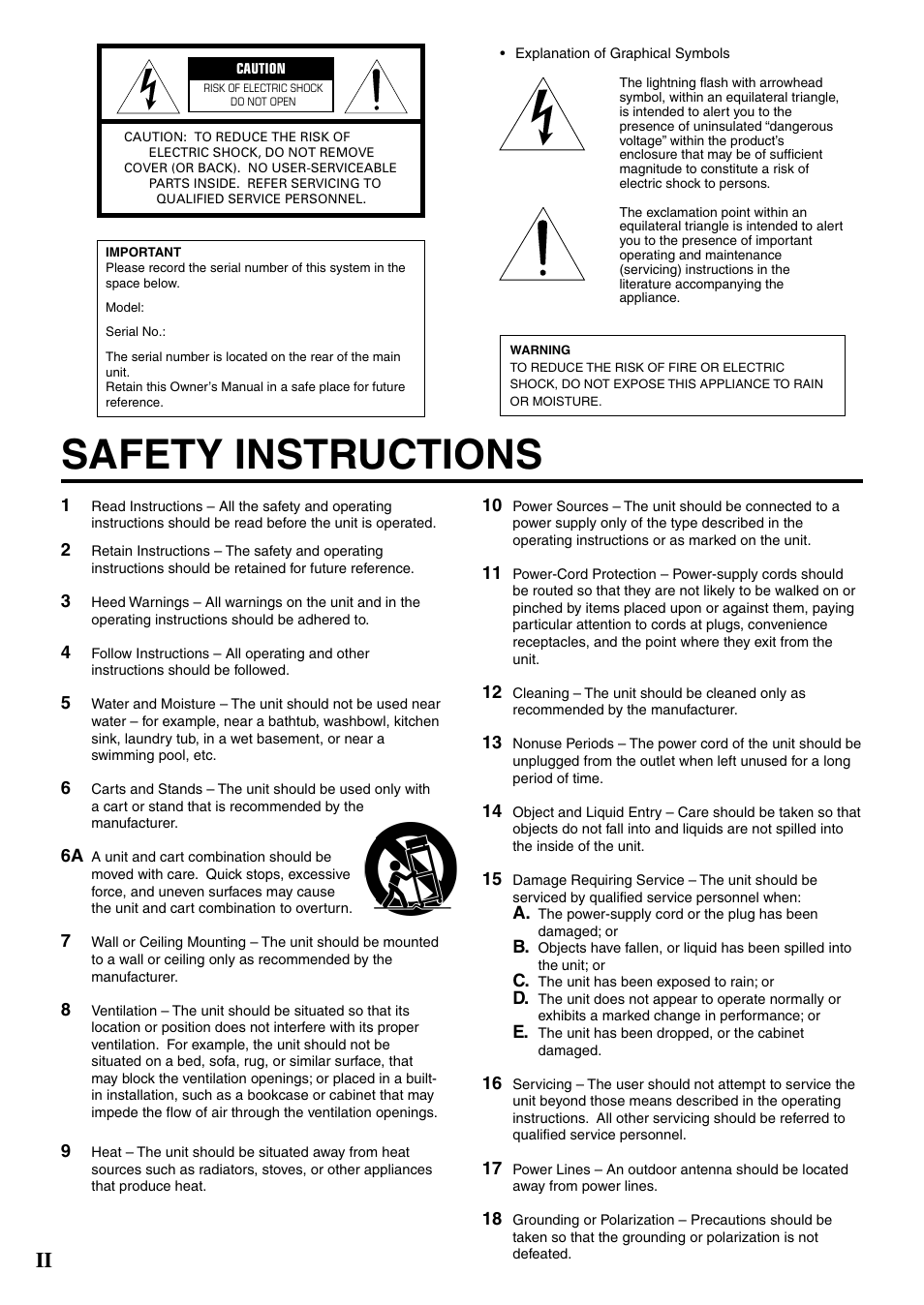 English, Safety instructions | Yamaha NS-P610 User Manual | Page 2 / 21