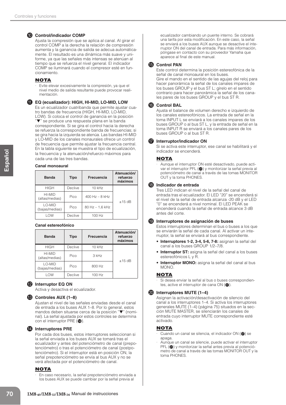 English español deutsc h | Yamaha IM8-32 User Manual | Page 10 / 33