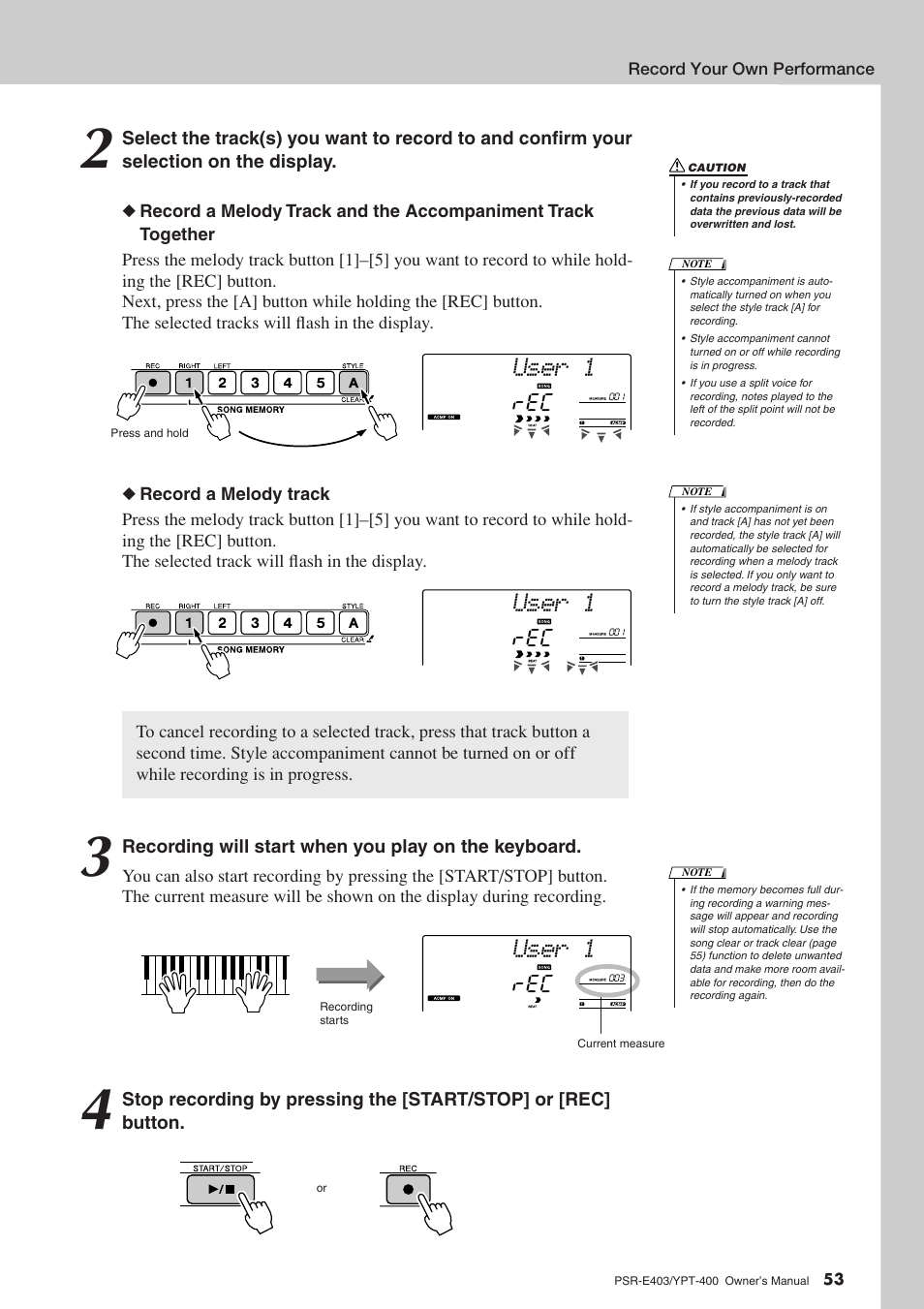User 1 | Yamaha YPT-400  EN User Manual | Page 53 / 126