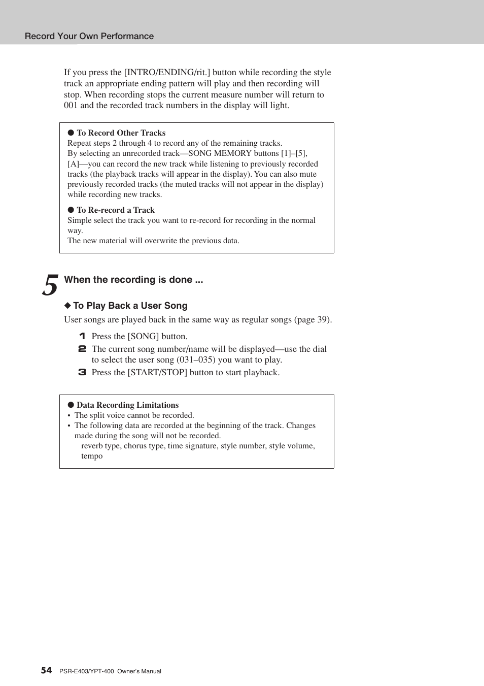 Yamaha YPT-400  EN User Manual | Page 54 / 126