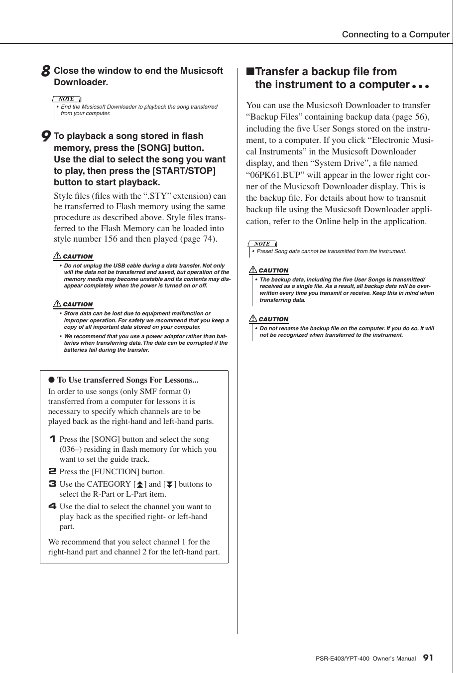 Yamaha YPT-400  EN User Manual | Page 91 / 126