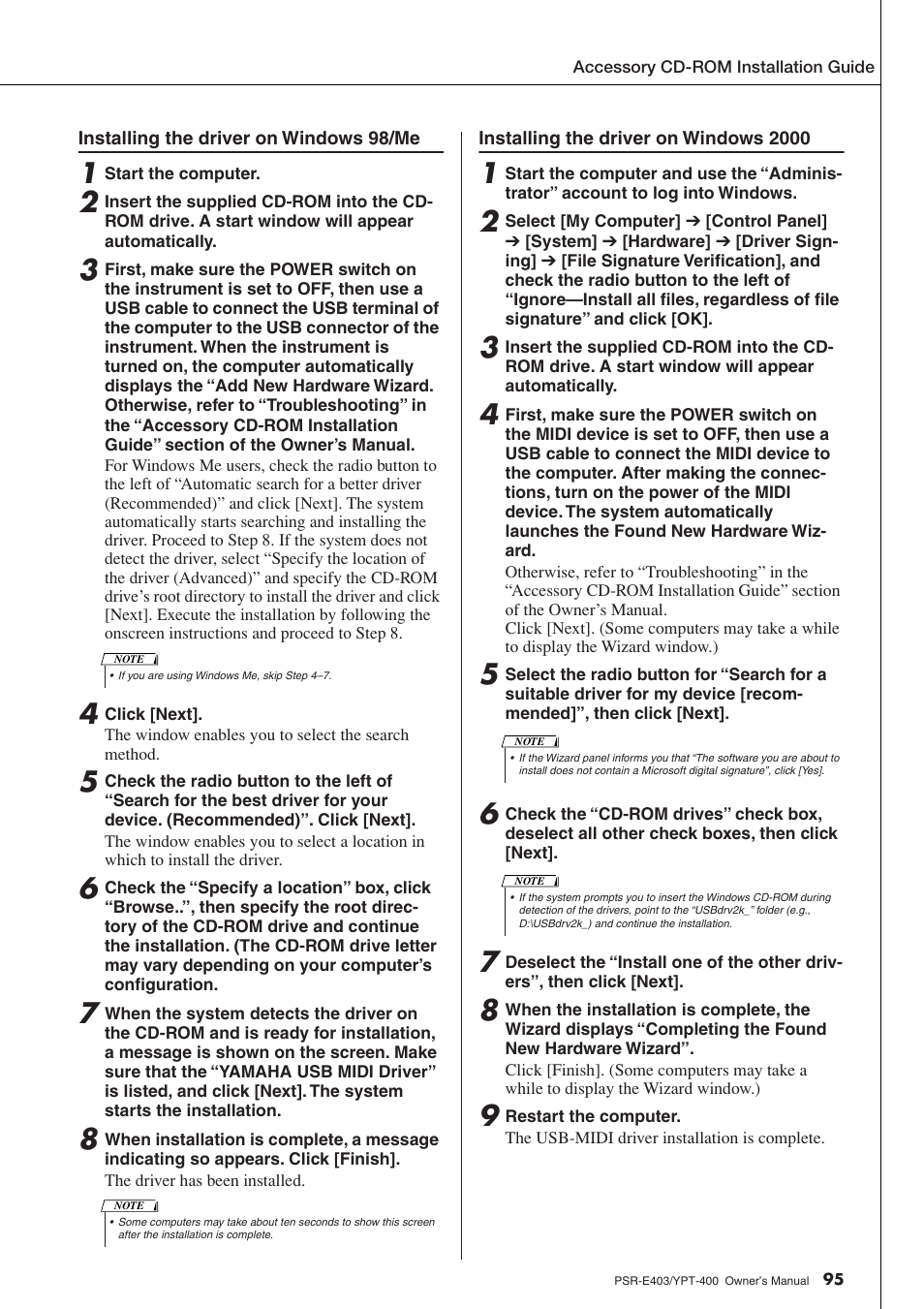 Yamaha YPT-400  EN User Manual | Page 95 / 126