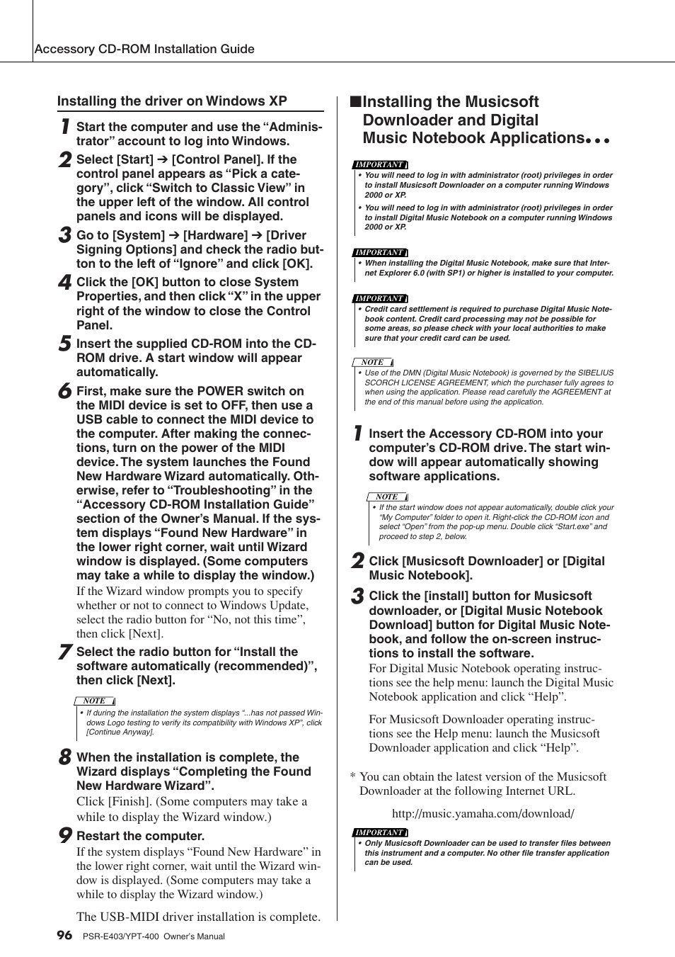 Yamaha YPT-400  EN User Manual | Page 96 / 126