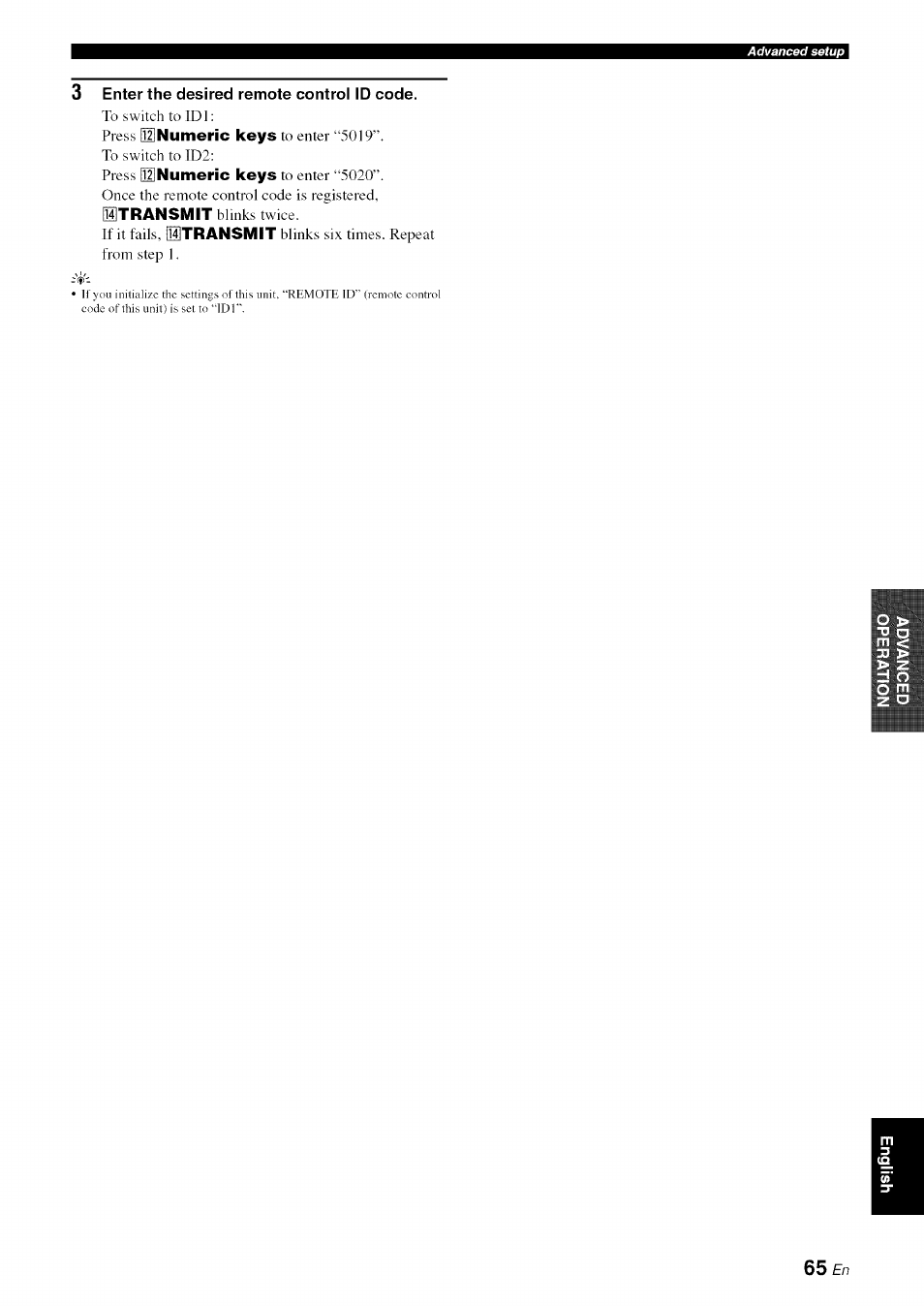 Enter the desired remote control id code | Yamaha RX-V1065 User Manual | Page 68 / 102